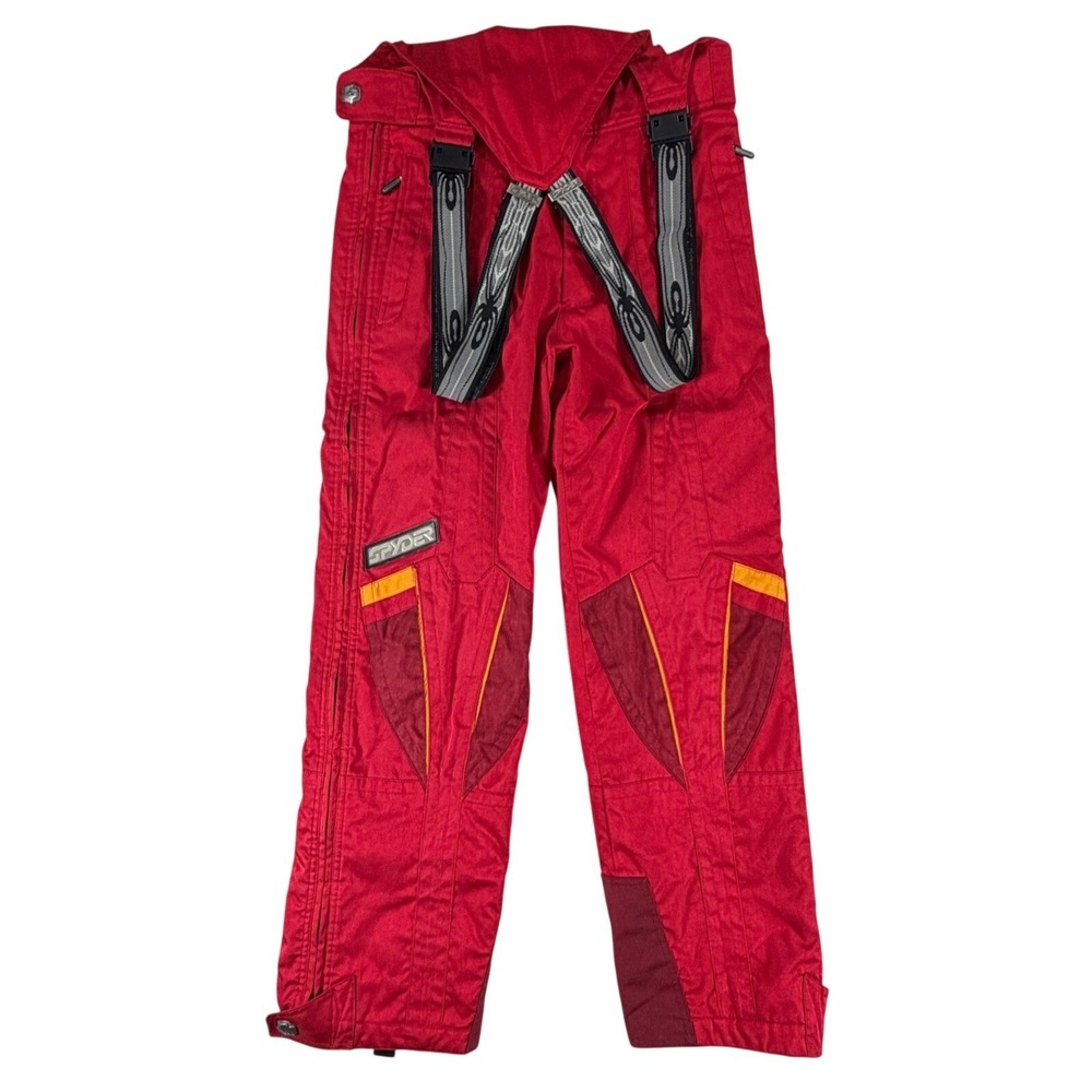 Spyder Mens Red Competition Thermal Insulated Ski Pants Bib Size Medium